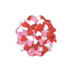 Cukrová srdíčka 3D 3 mm červeno-růžovo-bílá, 50 g
